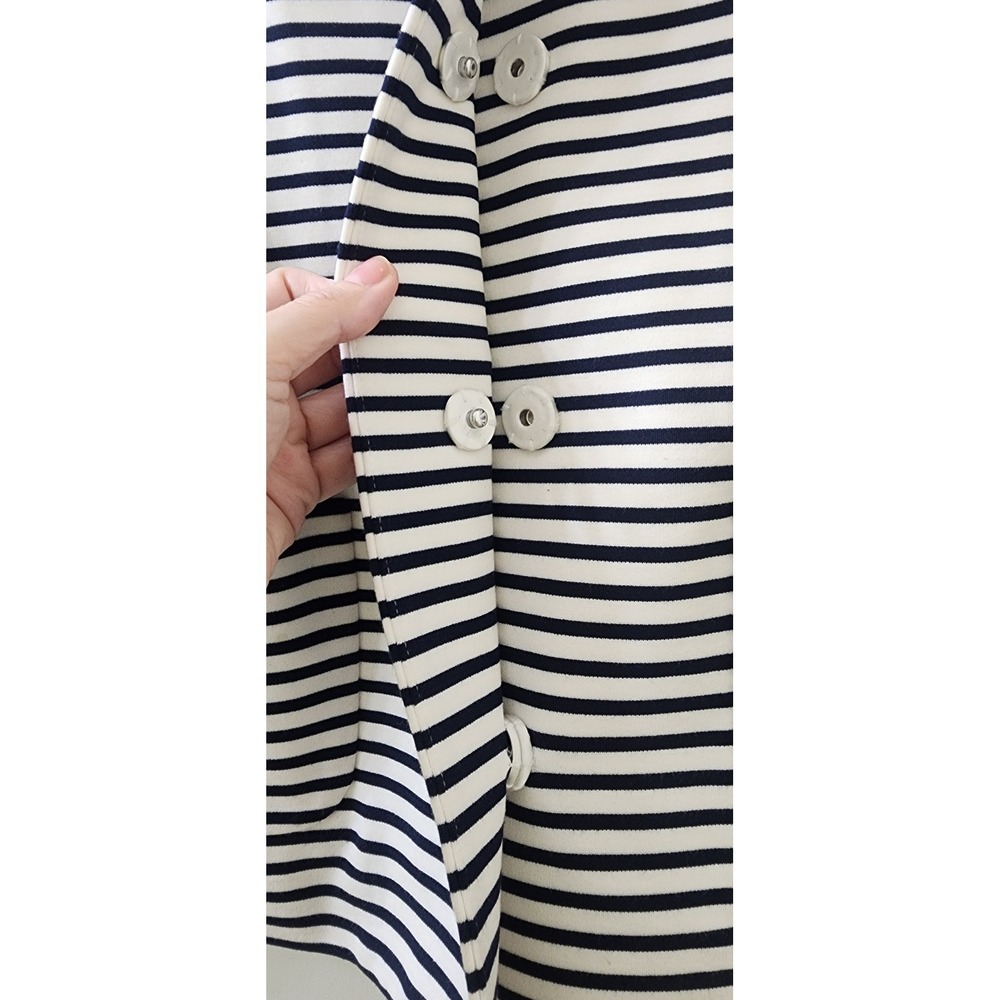 Kate Spade New York Striped Navy White Pink Trim Snap Front Jacket Womens Small - Picture 6 of 14
